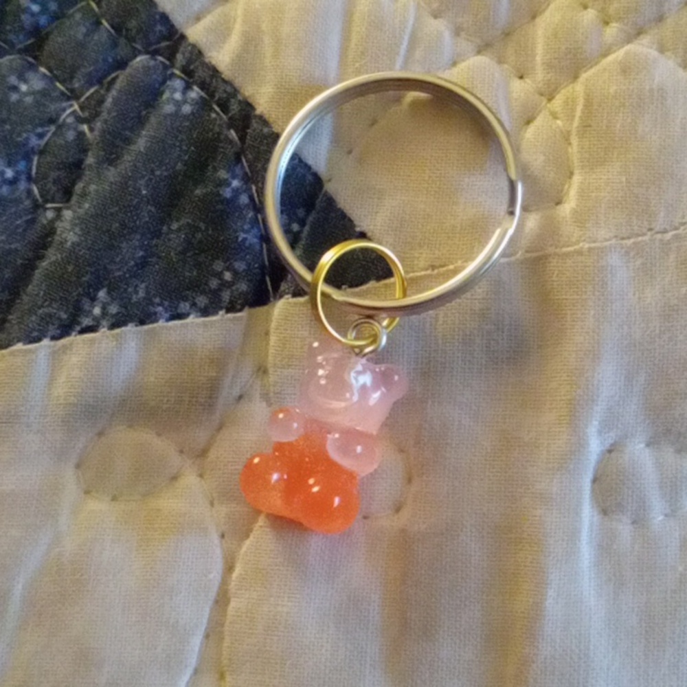 Pink to orange ombre Keychain Gummy bear
